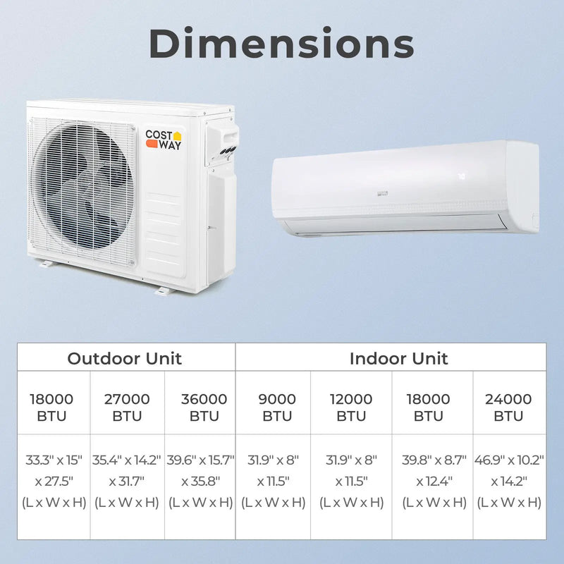 27000 BTU 2 Zone 19 SEER2 Mini Split AC with Heat Pump by DirectDeals