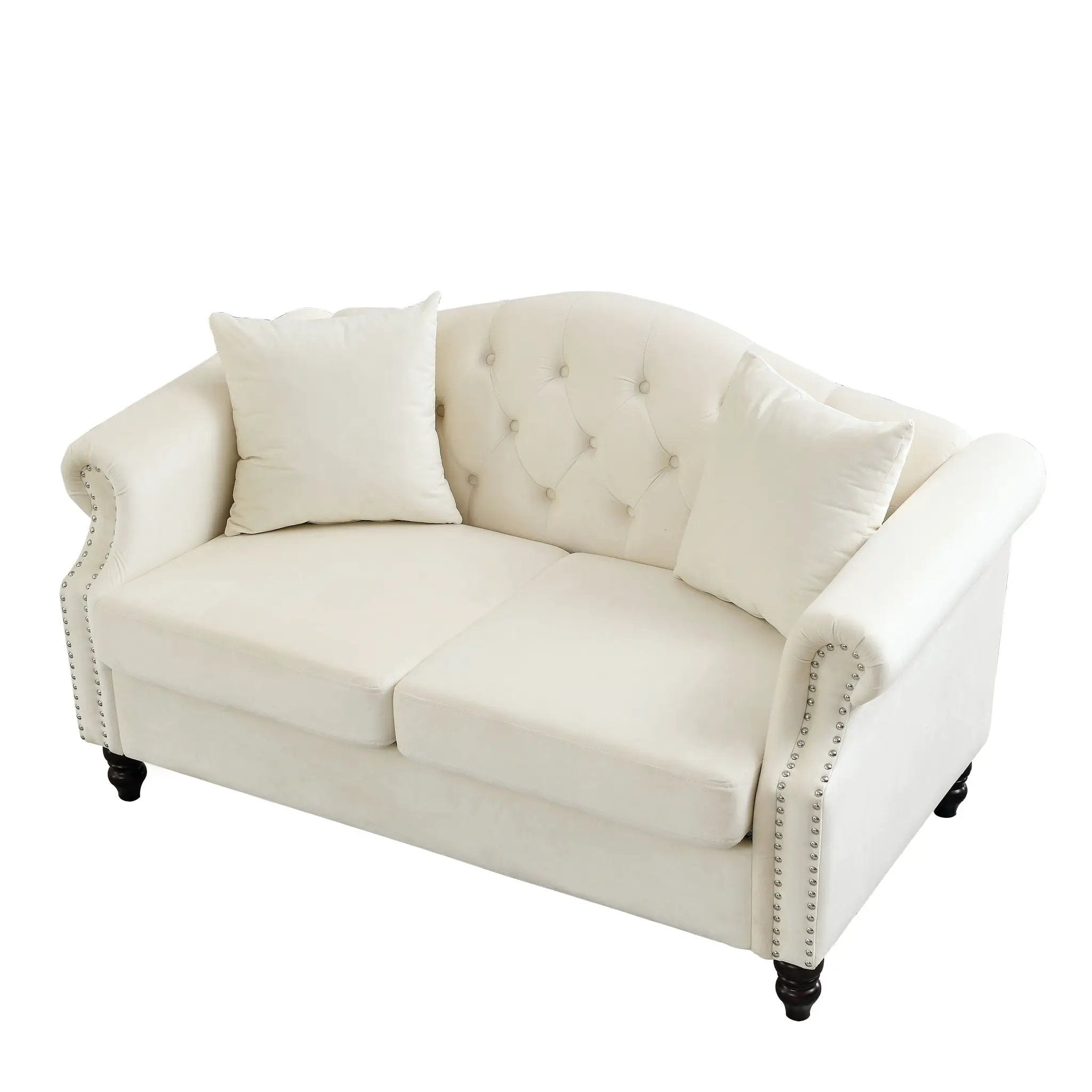 2 Seater Chesterfield Sofa With Rolled Arms And Nailhead Trim For Living Room by HouseOfZazla