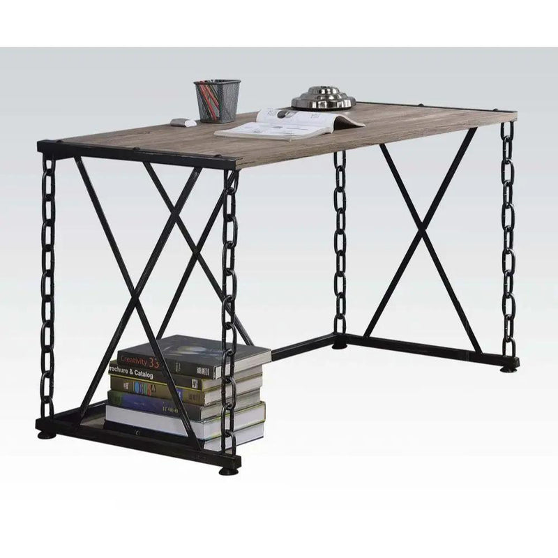 Jodie - Writing Desk (Same Ac00905) - Rustic Oak & Antique Black by Unique Piece Furniture