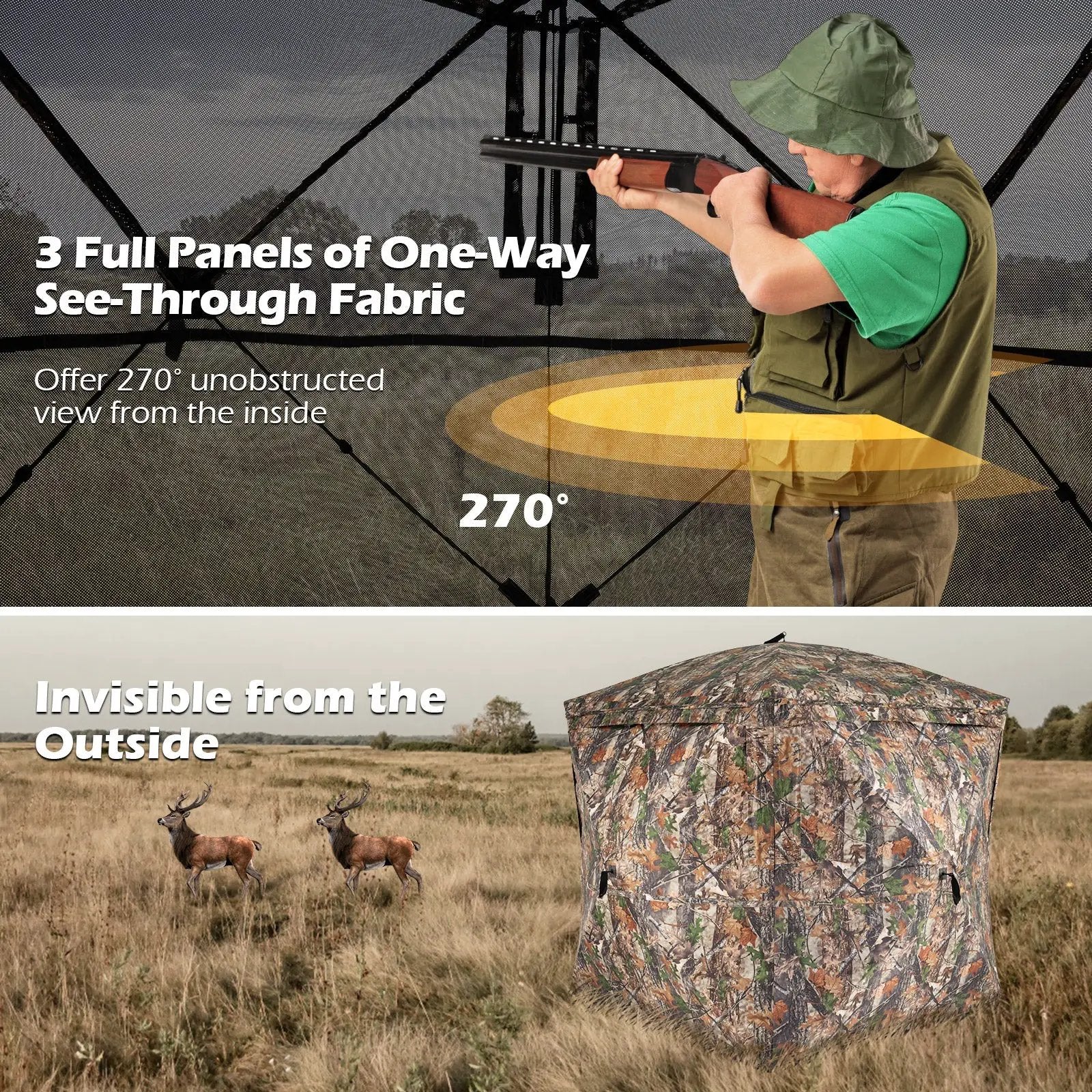 270¬∞ See Through Hunting Blind Tent with Silent Magnetic Door by DirectDeals