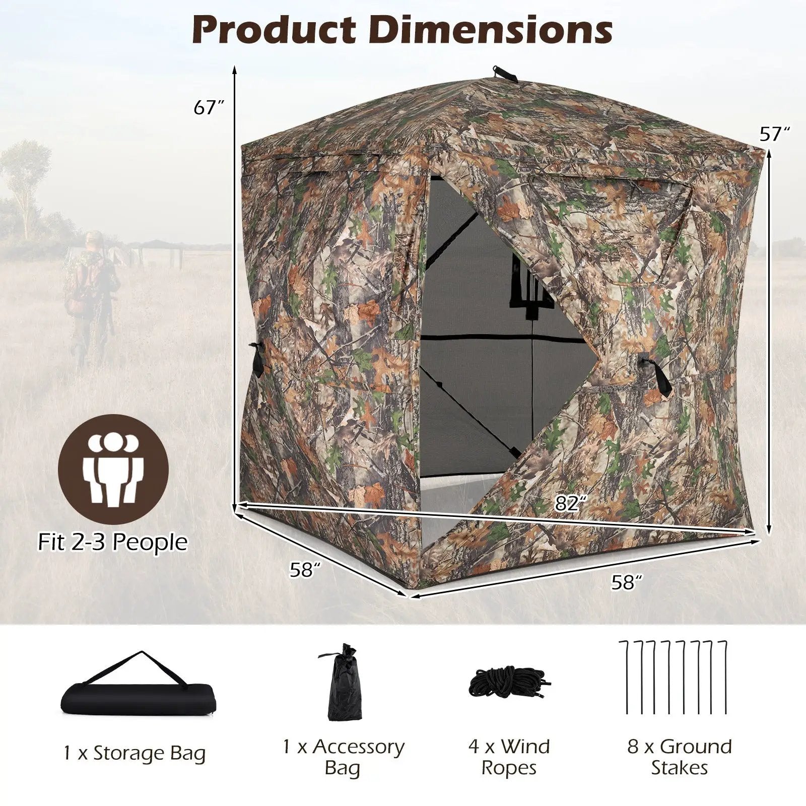 270¬∞ See Through Hunting Blind Tent with Silent Magnetic Door by DirectDeals
