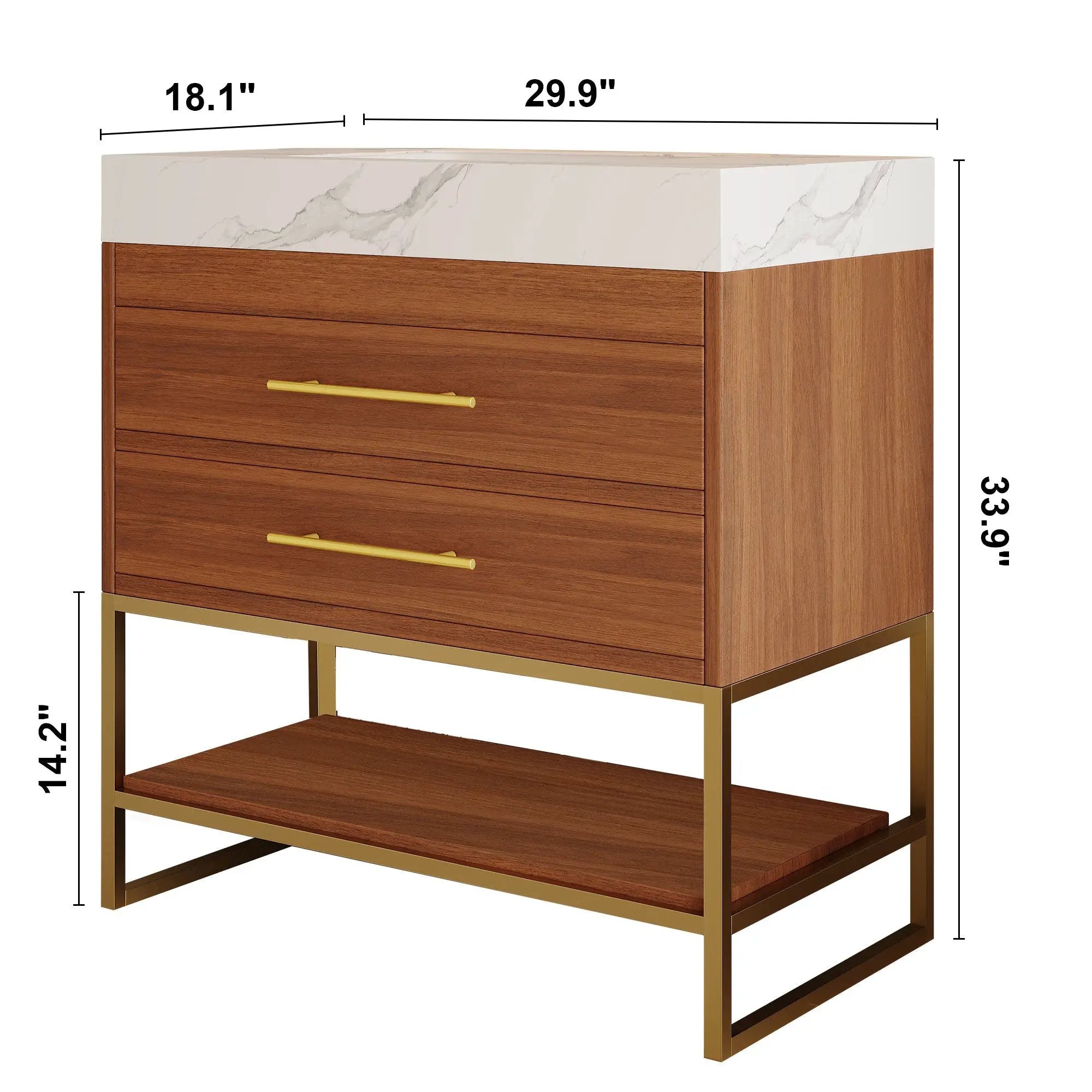 29.9" Modern Free-standing Bathroom Vanity with Sintered Stone Top by HouseOfZazla