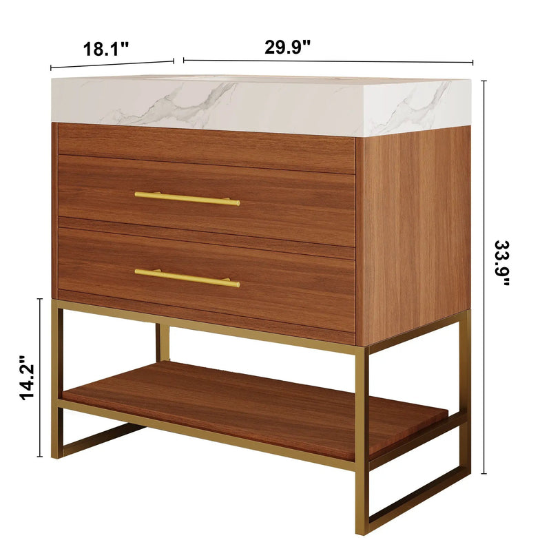 29.9" Modern Free-standing Bathroom Vanity with Sintered Stone Top by HouseOfZazla