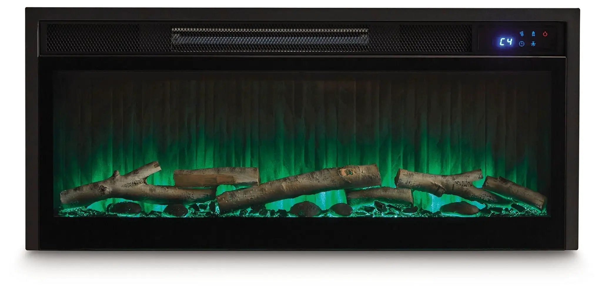 Entertainment Accessories - Fireplace Insert With Faux Birch Log Set - Black by Unique Piece Furniture