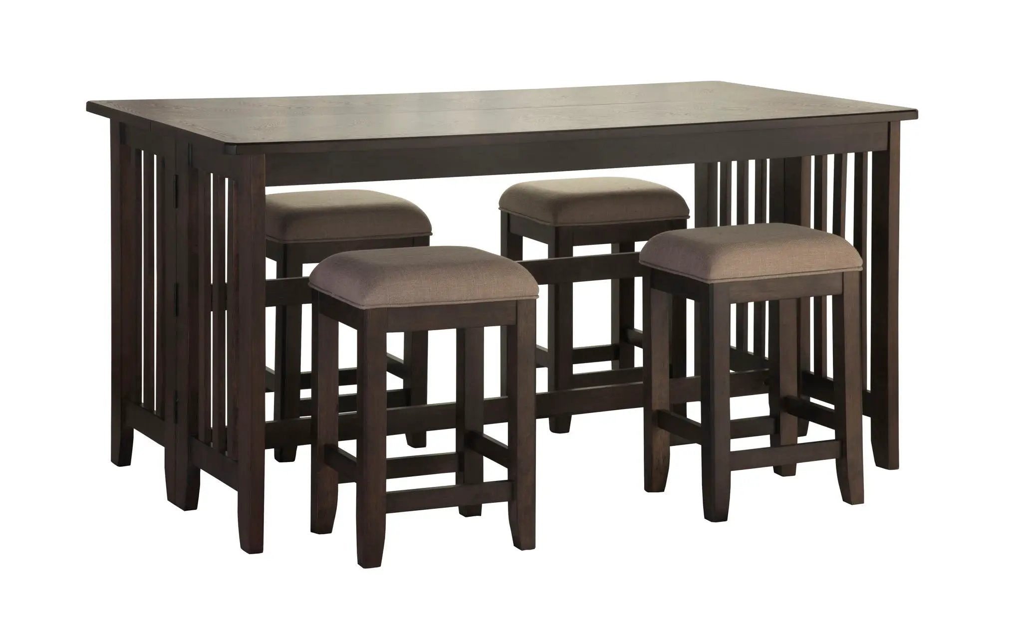 Drop Leaf Table & 4 Stools - Dark Brown by Unique Piece Furniture
