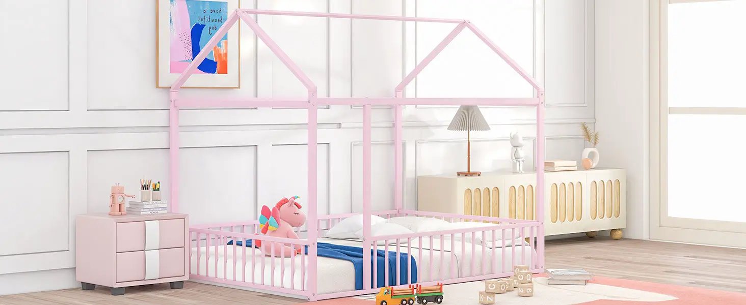 Metal Bed House Bed Frame With Fence by HouseOfZazla