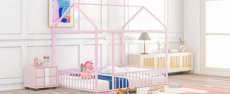 Metal Bed House Bed Frame With Fence by HouseOfZazla