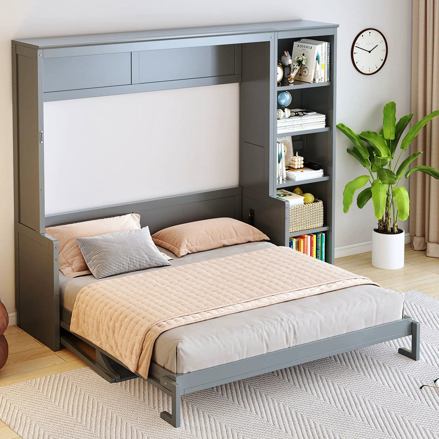 Sturdy Murphy Bed With Desk And Bookshelf by HouseOfZazla
