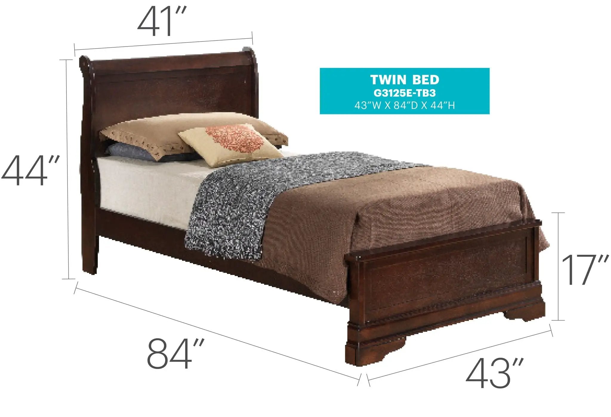 Louis Phillipe - Twin Bed - Cappuccino by HouseOfZazla