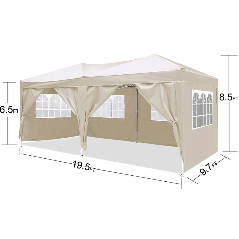 10'X20' Ez Pop Up Canopy Outdoor Portable Party Folding Tent With 6 Removable Sidewalls + Carry Bag + 4 Pieces Weight Bag by Unique Piece Furniture