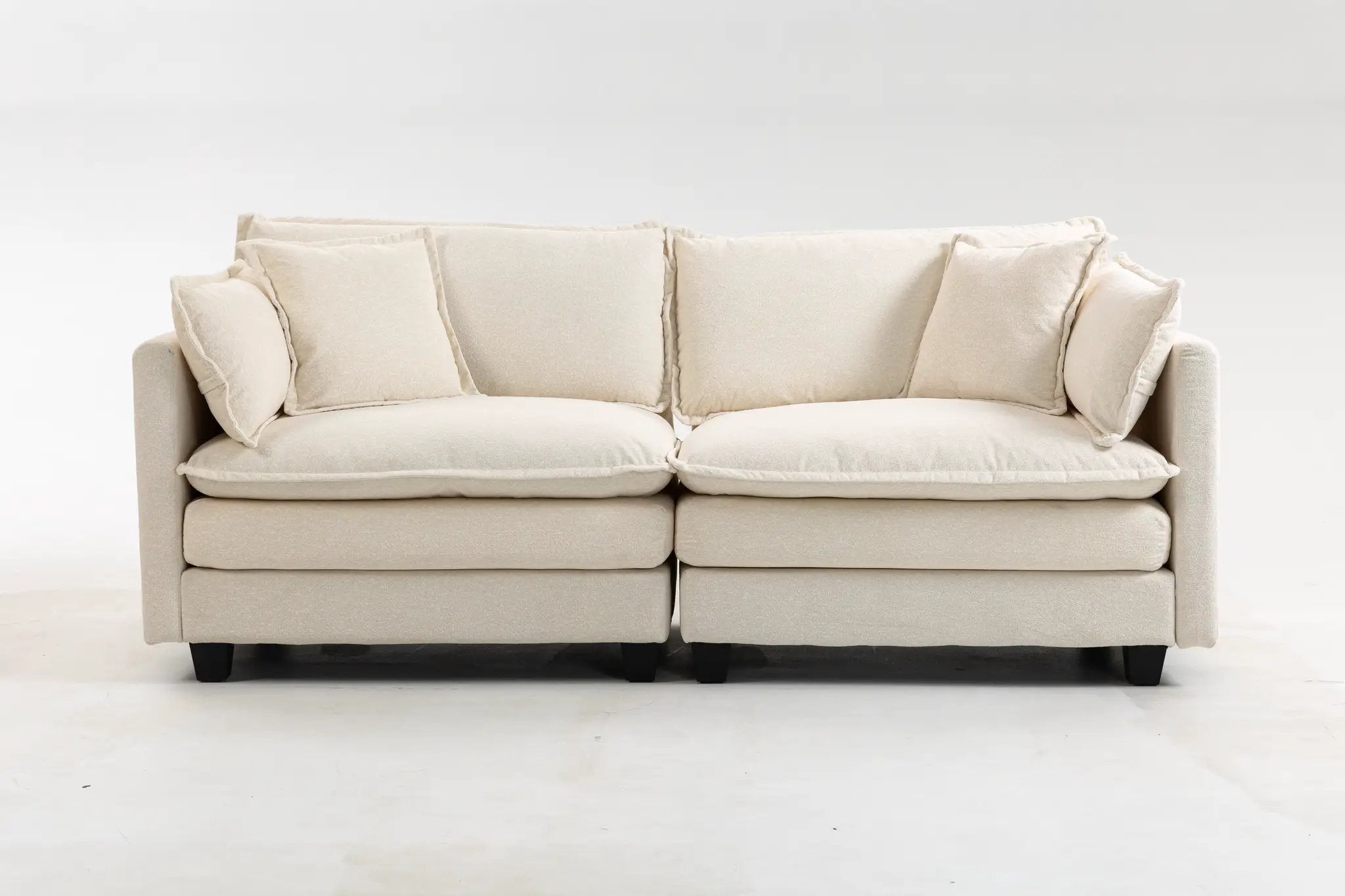 Modern 2-Seats Sectional Sofa with Waist Pillows by HouseOfZazla