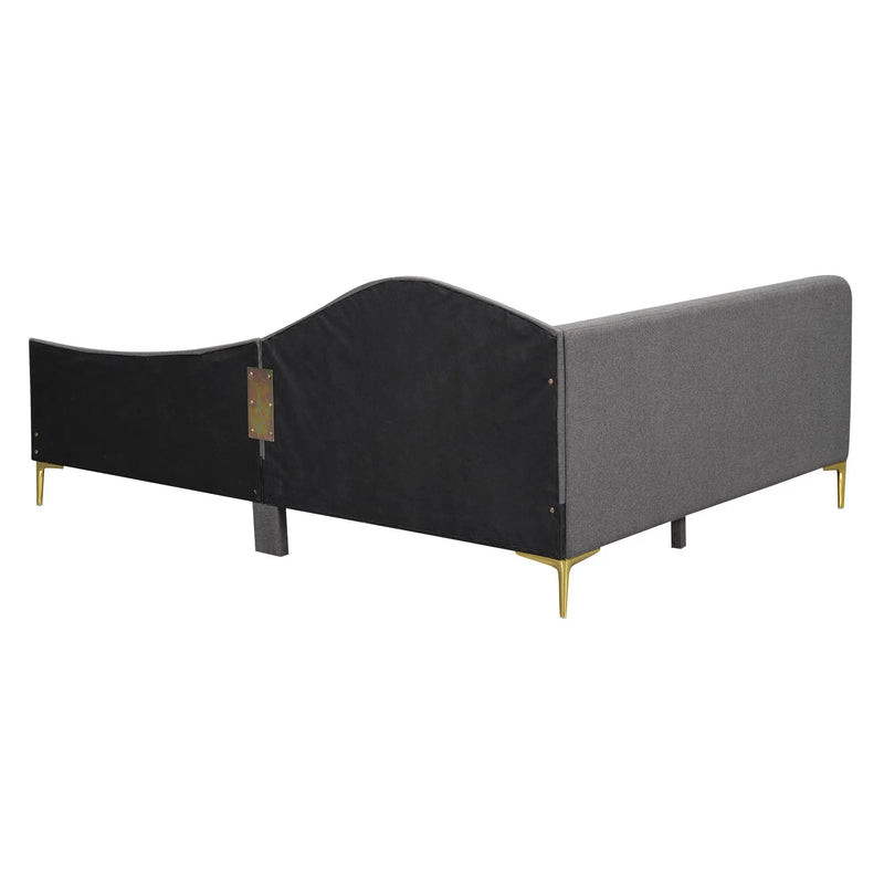 Upholstered Daybed With Headboard And Armrest, Support Legs by HouseOfZazla