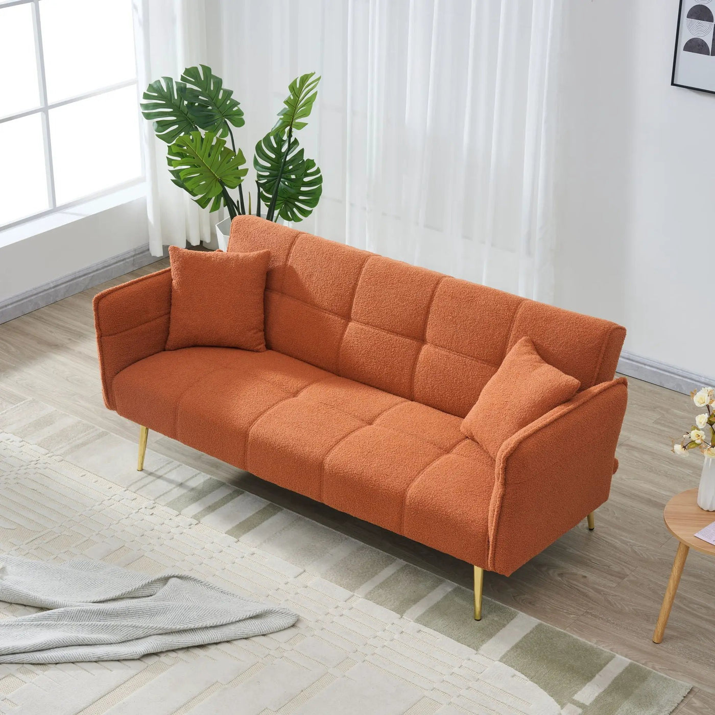 Convertible Double Futon Sofa Bed With Folding Armrests For Living Rooms by Unique Piece Furniture