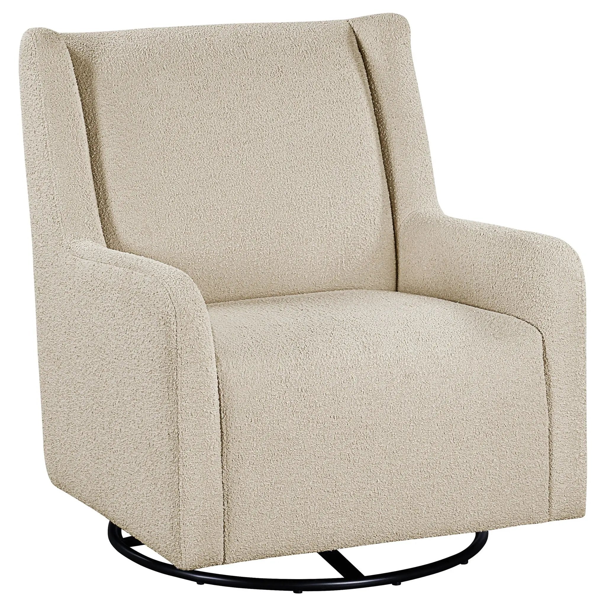 Serra Boucle Upholstered Swivel Glider Sandy Beige by Unique Piece Furniture