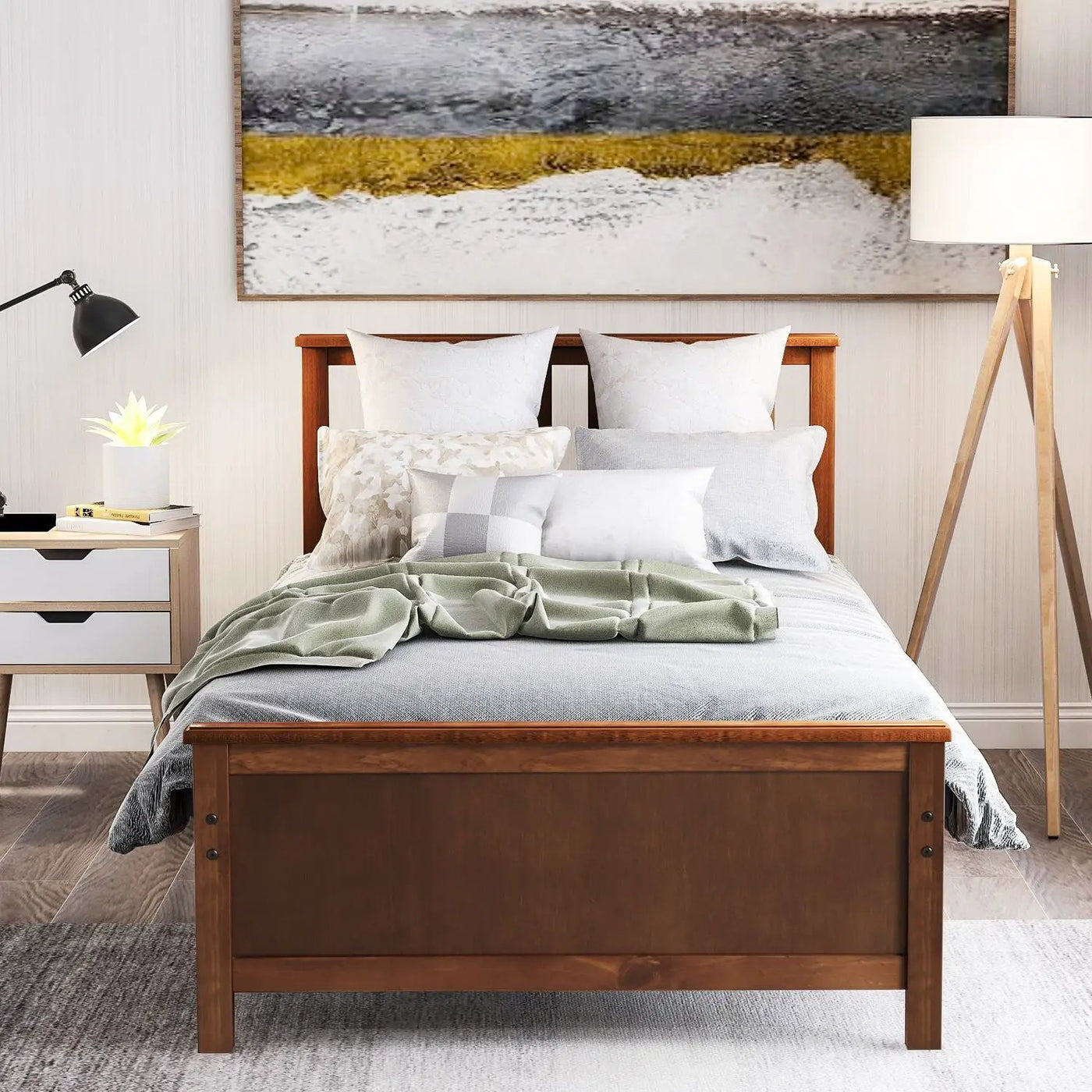 Platform Bed With Headboard, Footboard And Wood Slat Support by Unique Piece Furniture