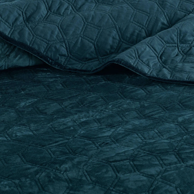 3 Piece Velvet Quilt Set Teal Full/Queen by HouseOfZazla