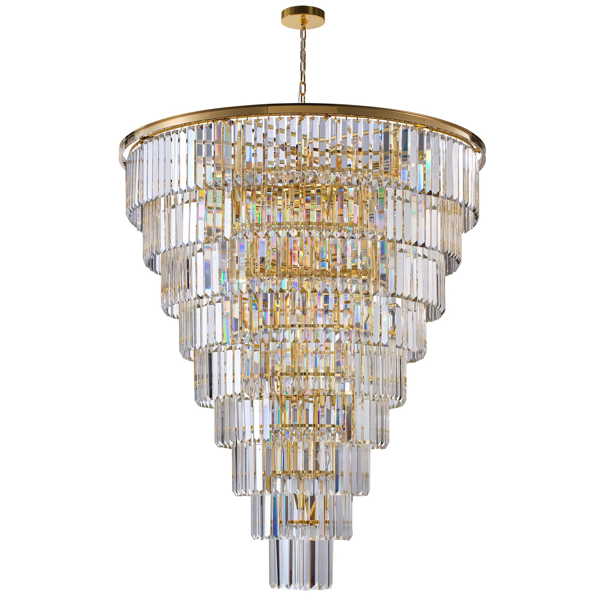 48-Inch Gold Tiered Crystal Tube Chandelier by HouseOfZazla