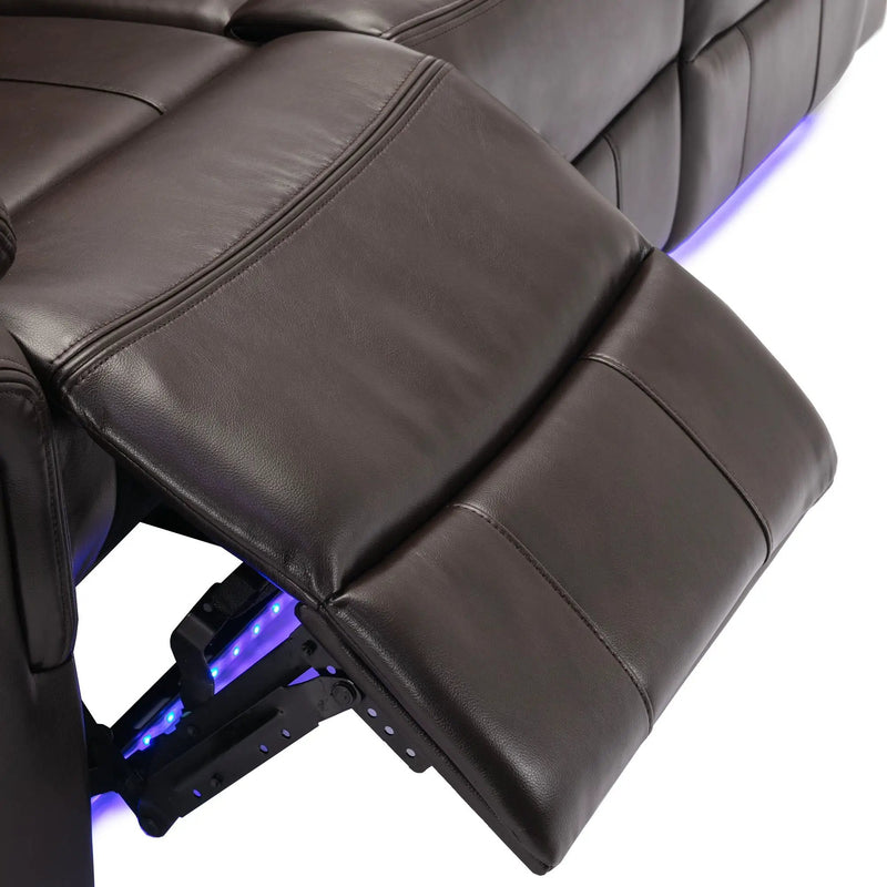 Home Theater Seating Manual Recliner Chair With Center Console And Led Light Strip For Living Room by HouseOfZazla