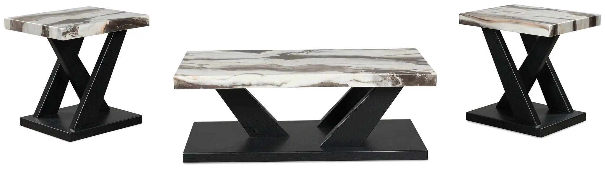 Cendill - Occasional Table Set (Set of 3) - Dark Brown / White / Black by Unique Piece Furniture