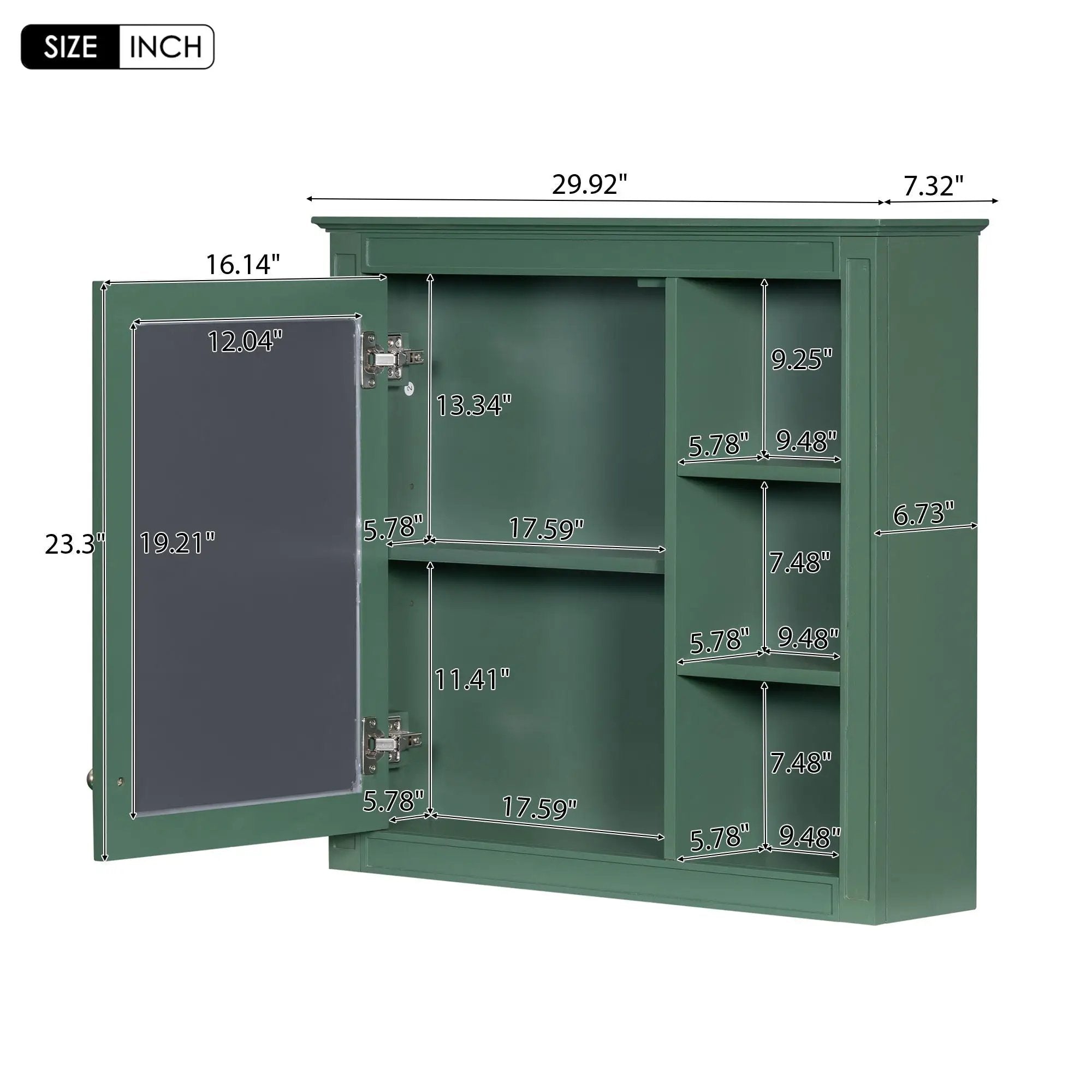 Wall Mounted Medicine Cabinet With Mirror And 3 Open Shelves by Unique Piece Furniture