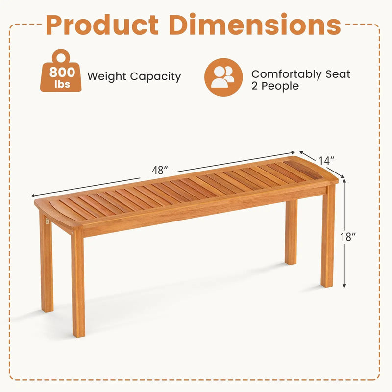 Set of 2 Acacia wood outdoor bench with slatted seat for garden by DirectDeals