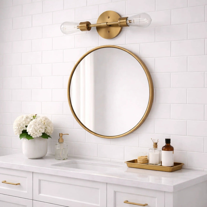 Reverie - Double Lights Bathroom Wall Sconce Over Mirror - Clear / Gold by Unique Piece Furniture