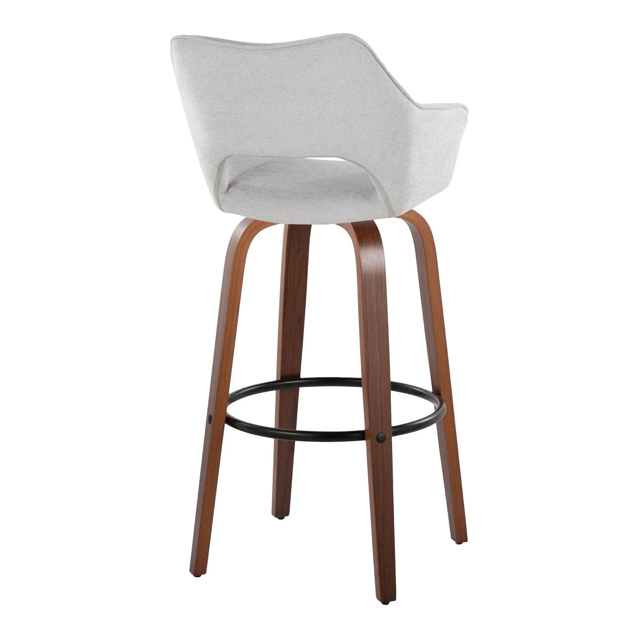 Mustang - Contemporary Fixed Height Barstool With Swivel & Round Footrest (Set of 2) by HouseOfZazla