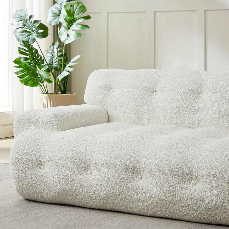 87.4-Inch Cloud Series Minimalist Button-Tufted Square Arm Three-Seater Sofa by HouseOfZazla