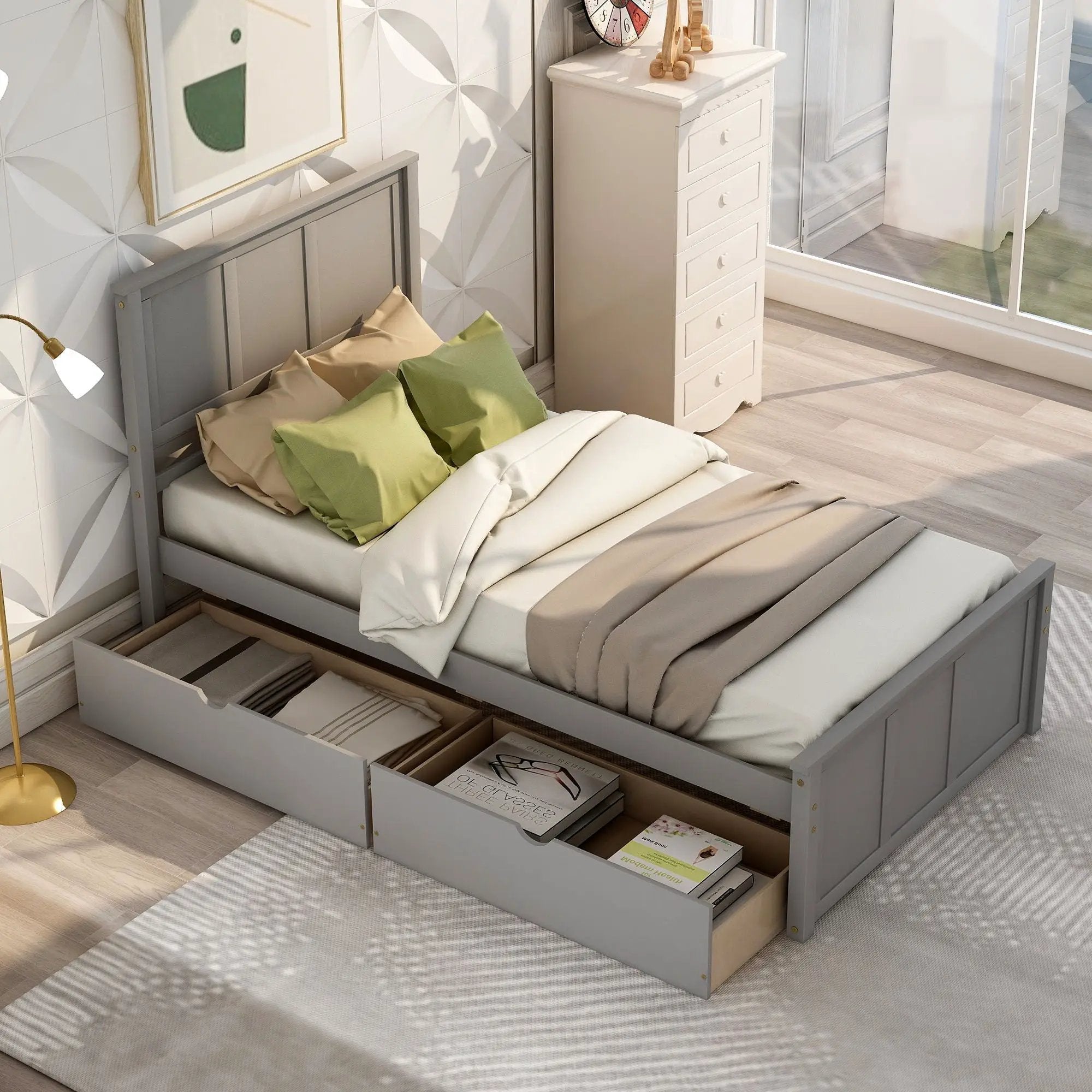 Platform Storage Bed With 2 Wheel Base Drawers by HouseOfZazla