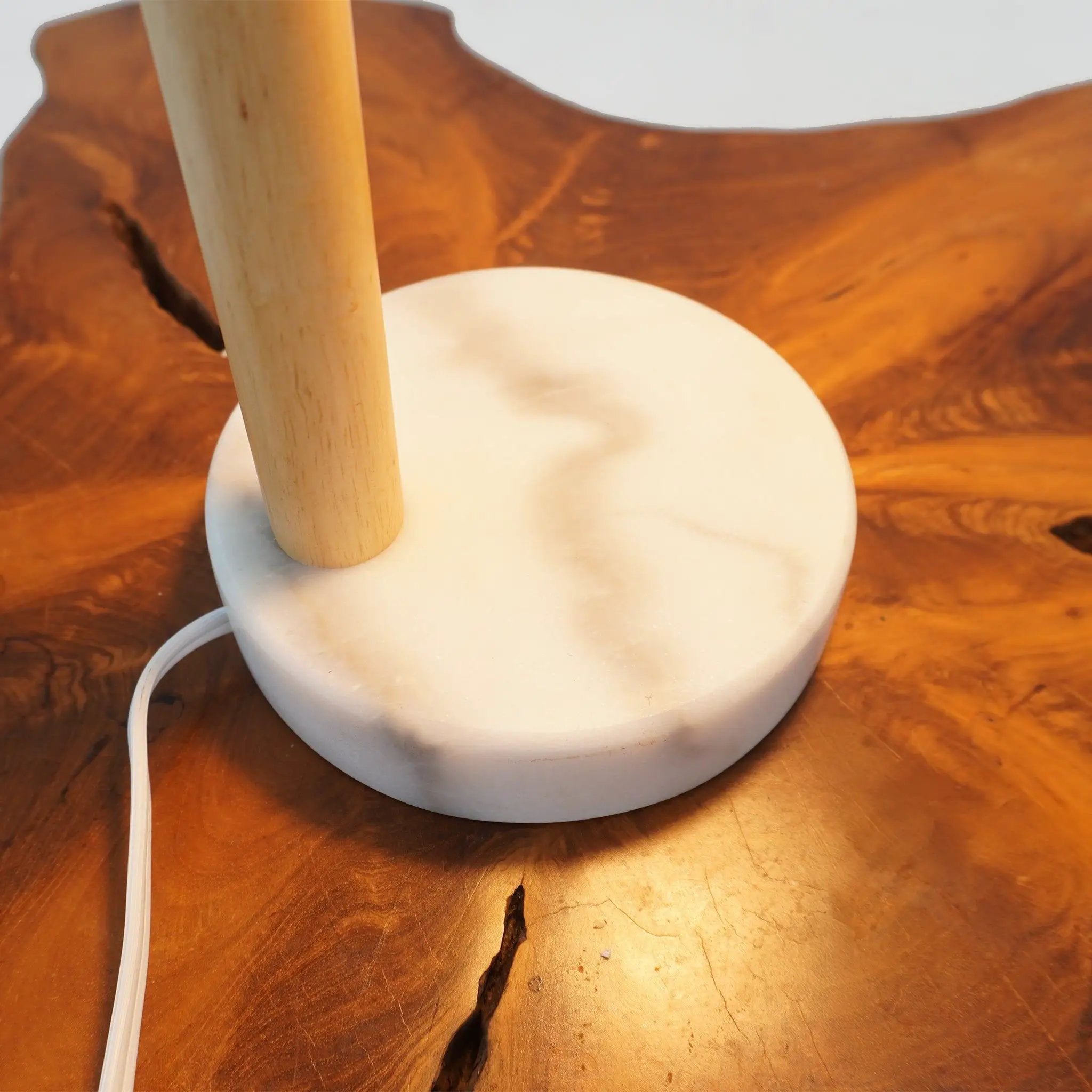 Bedside Table Lamp With Globe Lampshade - White by HouseOfZazla