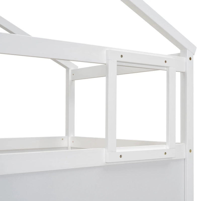 House Style Bunk Bed With Storage Staircase And board