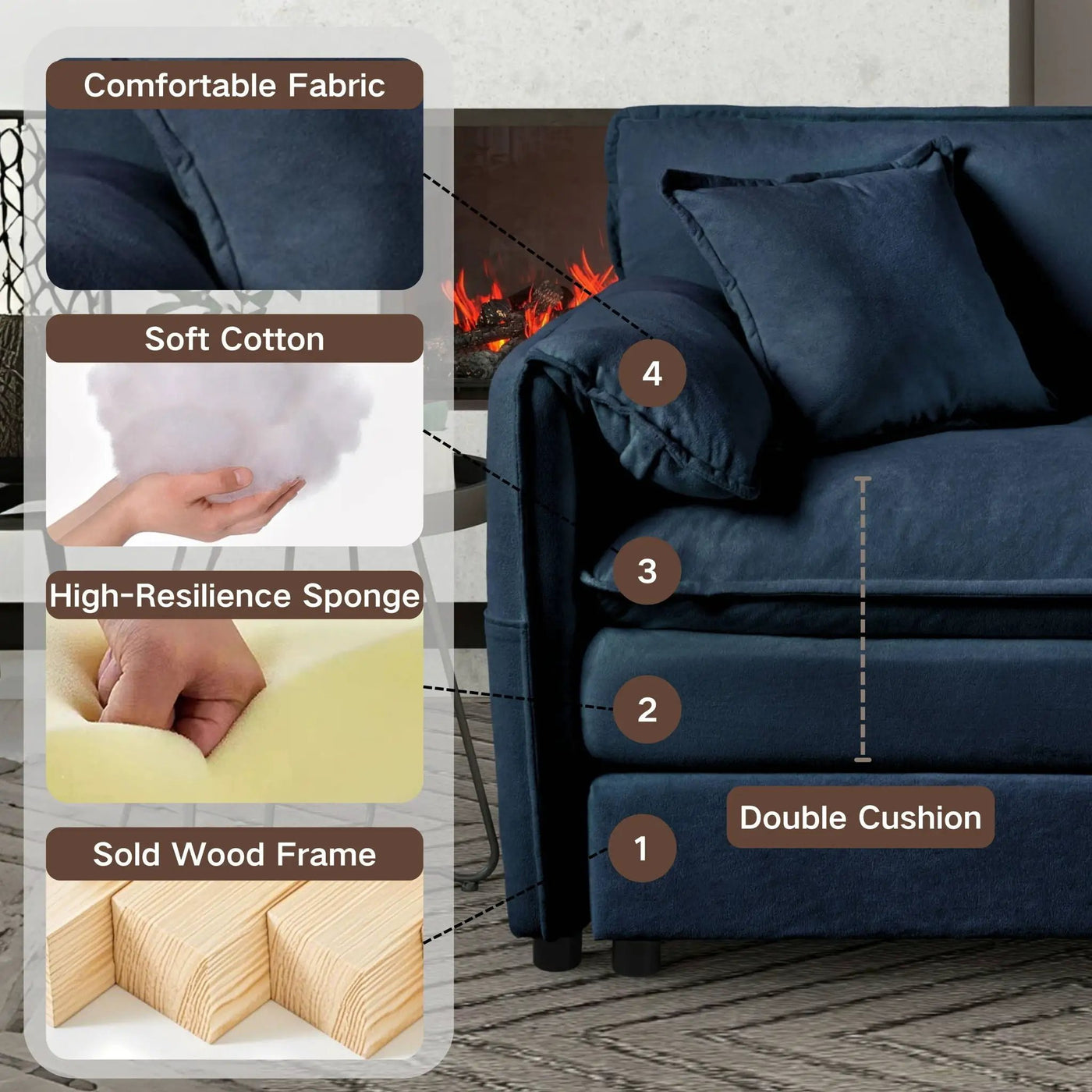 Oversized Chair With Movable Ottoman, Soft Upholstered Lounge Chair by HouseOfZazla