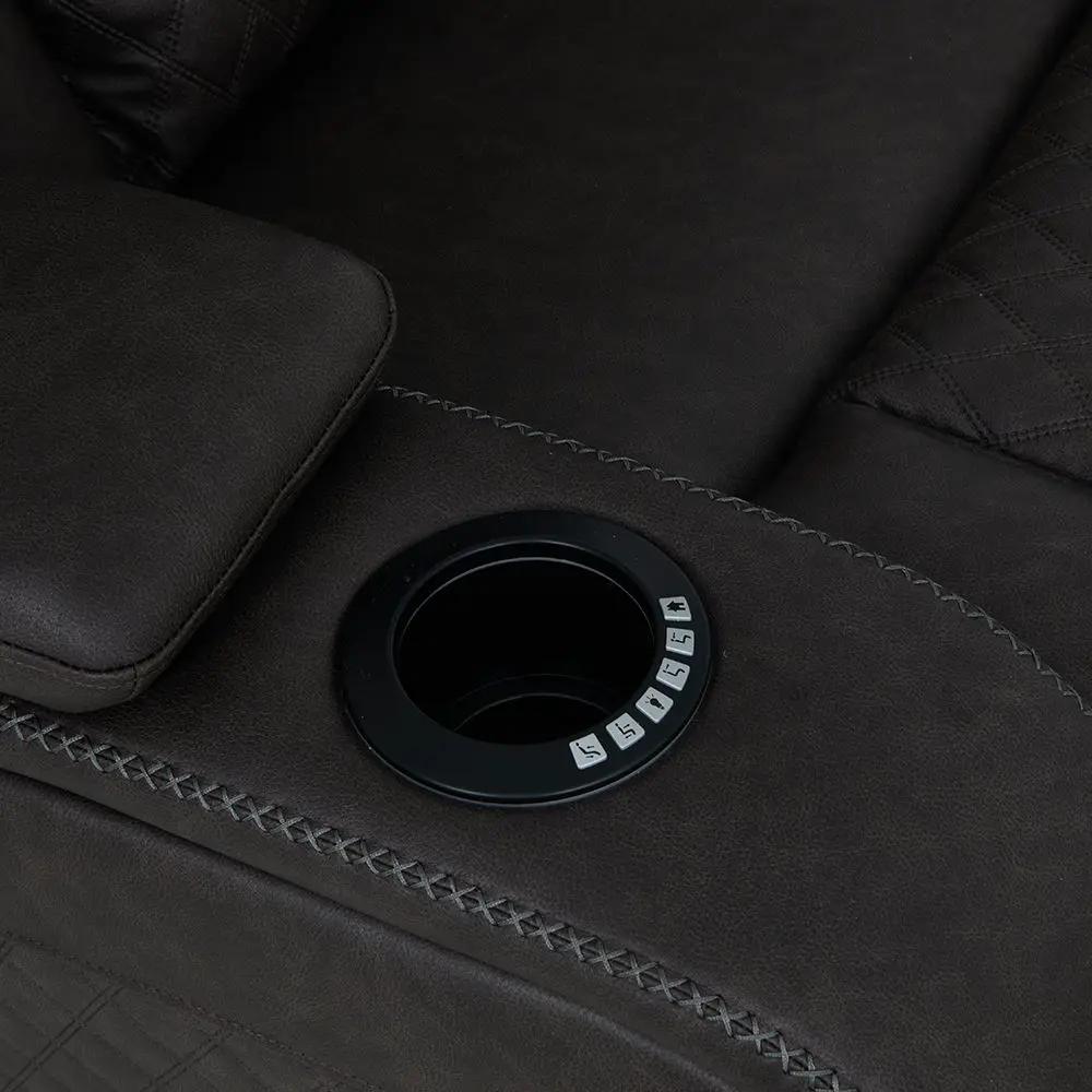 Wendell - Power Motion Sofa With Dropdown Table, Storage, USB & LED - Dark Gray by Unique Piece Furniture