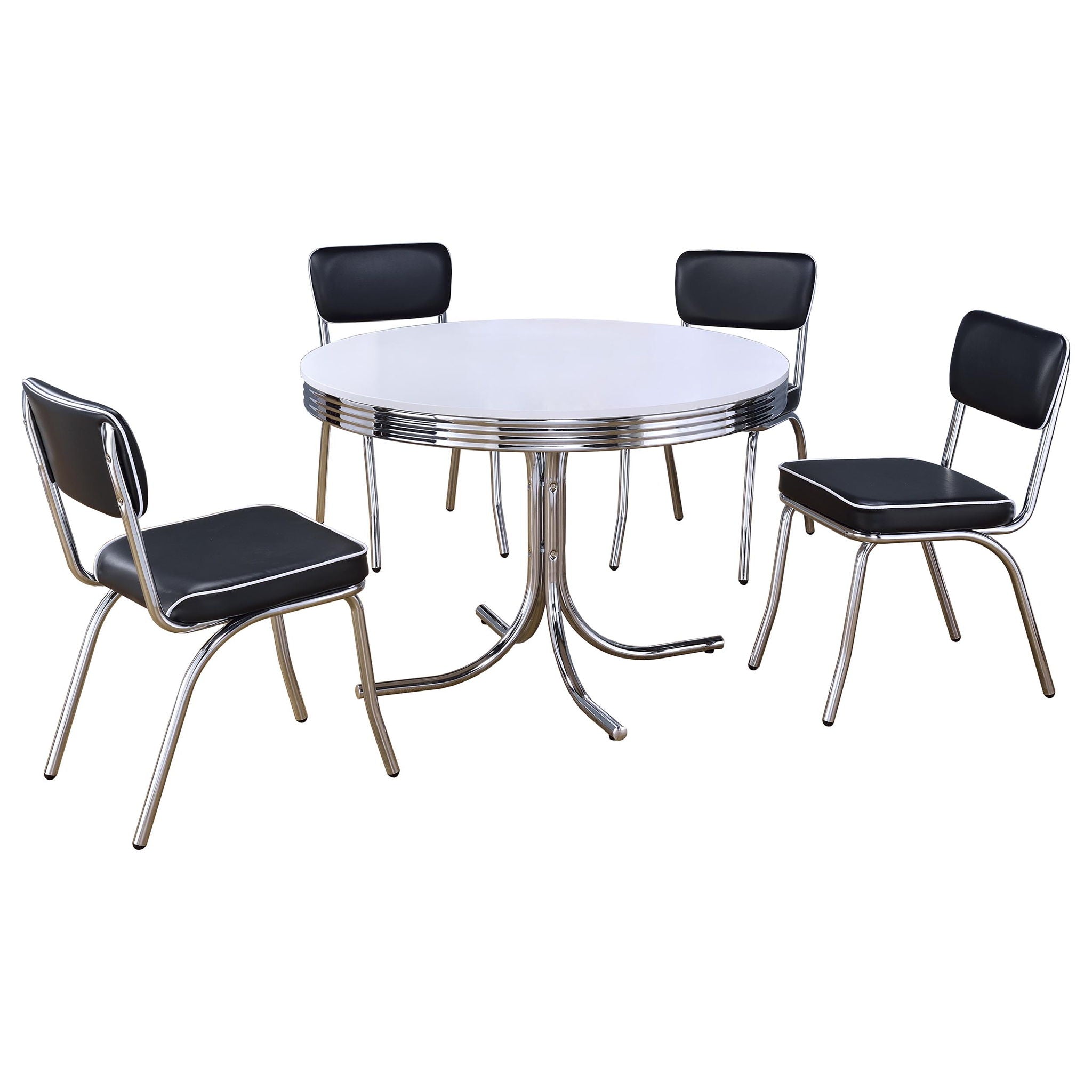 Marla - 5 Piece Dining Set With Round Table And Upholstered Chairs - White by HouseOfZazla