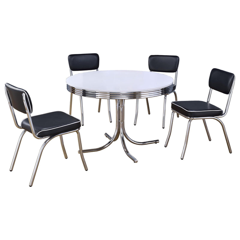 Marla - 5 Piece Dining Set With Round Table And Upholstered Chairs - White by HouseOfZazla