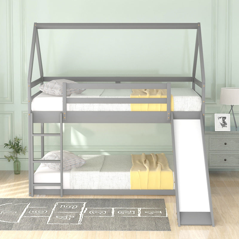 House Shape Bunk Bed With Slide And Ladder by Unique Piece Furniture