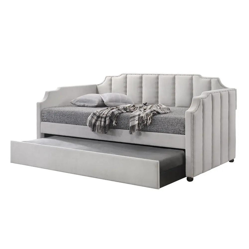 Peridot - Twin Daybed With Trundle - Dove Gray Velvet by Unique Piece Furniture