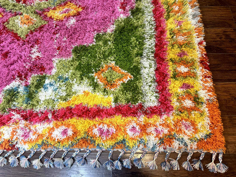 Colorful Shag Rug 8x10, Fuchsia and Multicolor by Jewel Rugs