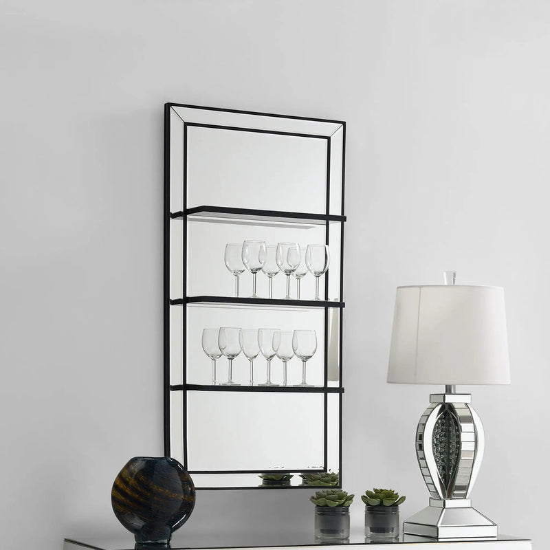 Oriel 24 x 47 Inch Rectangular 3-Shelf Wall Mirror Silver by Unique Piece Furniture