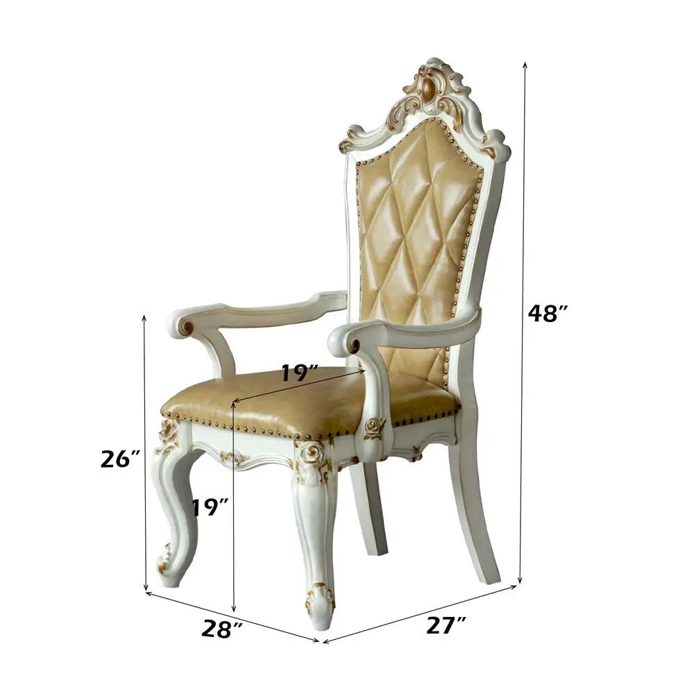 Picardy - Arm Chair (Set of 2) - Butterscotch Synthetic Leather & Antique Pearl by Unique Piece Furniture
