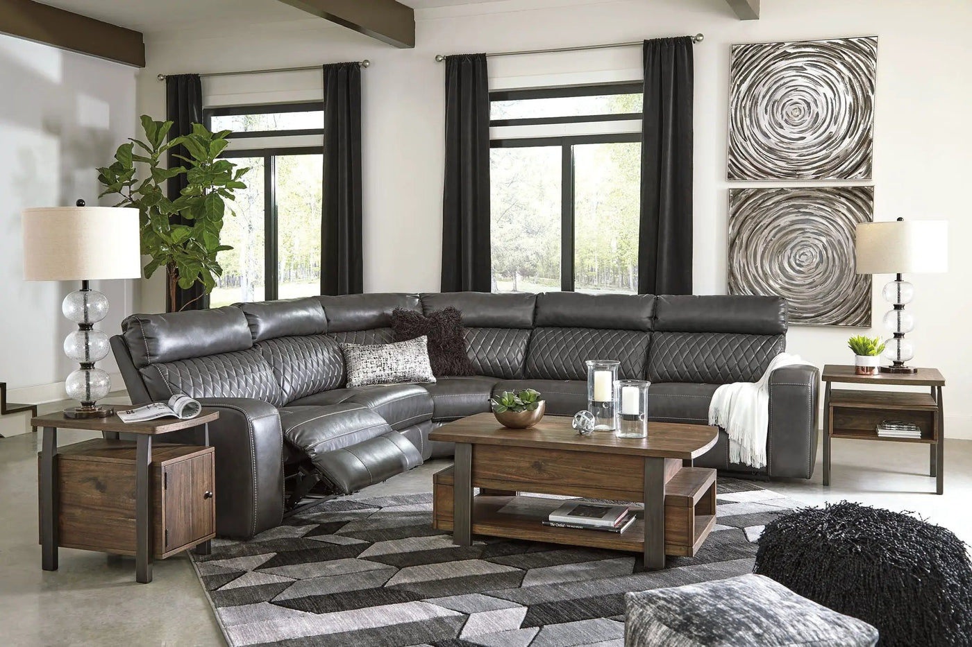 Samperstone - Power Reclining Sectional by Unique Piece Furniture