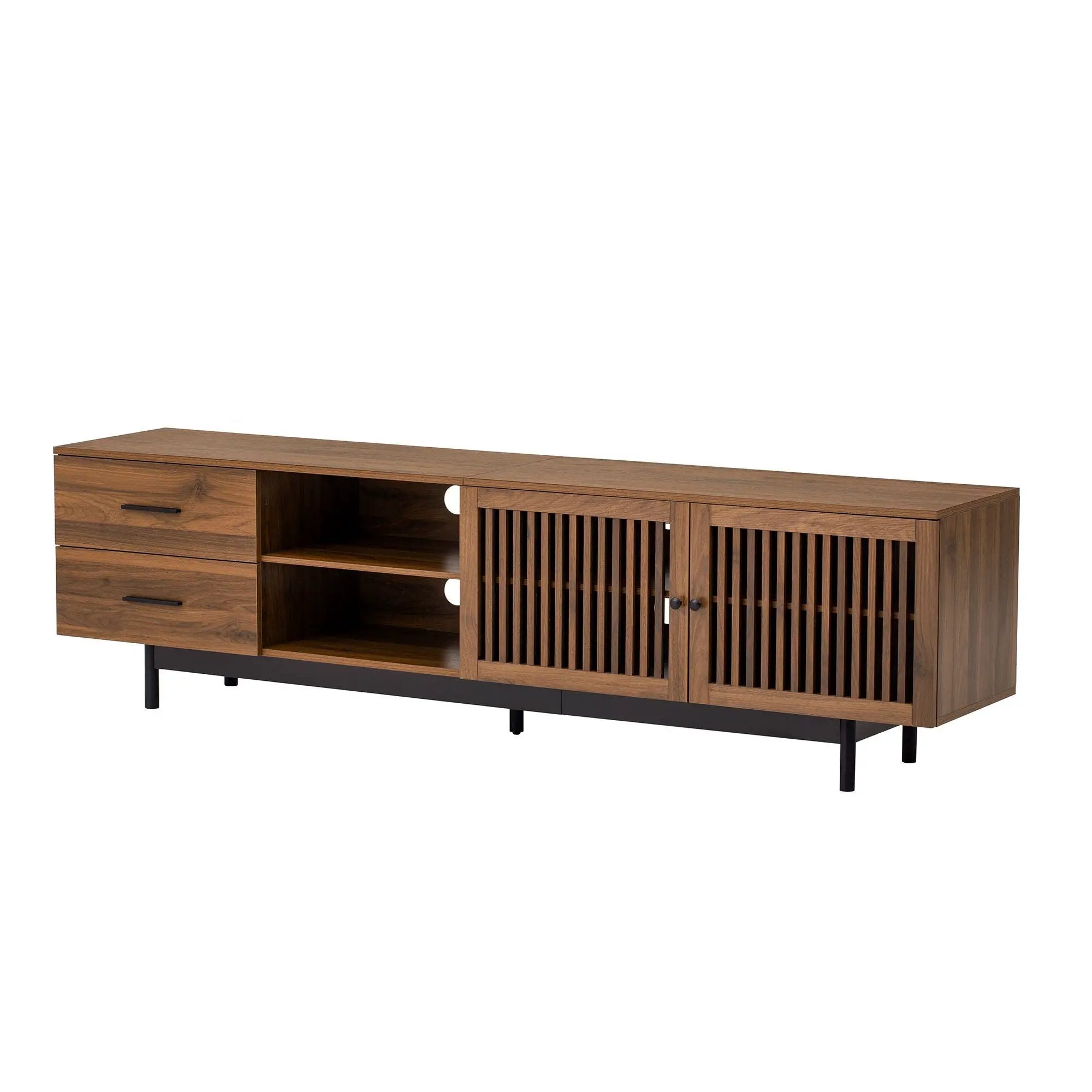 78" TV Stand For TVs Up To 85" Entertainment Center With Deep Drawers & Cable Management, Soft Closing Hinges - Walnut by Unique Piece Furniture