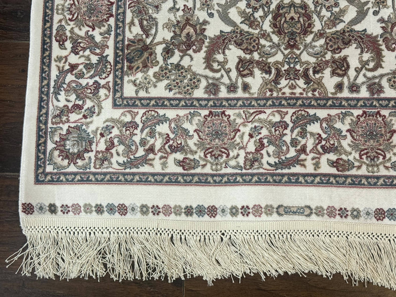 Small Turkish Silk Rug 2.6 x 4, Ivory, Allover Design, Bamboo Silk by Jewel Rugs