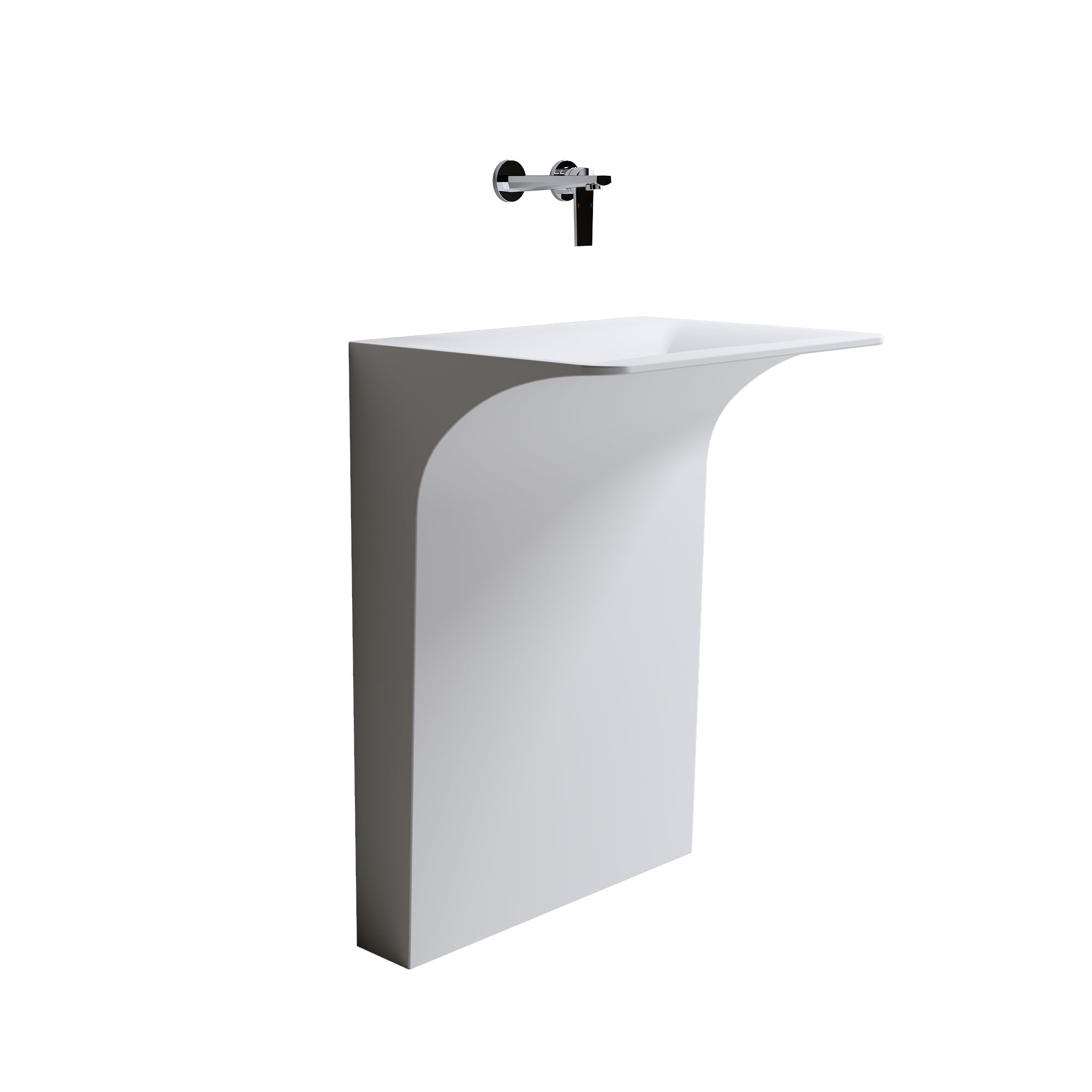 Modern Wall-Mounted Solid Surface Pedestal Sink by HouseOfZazla