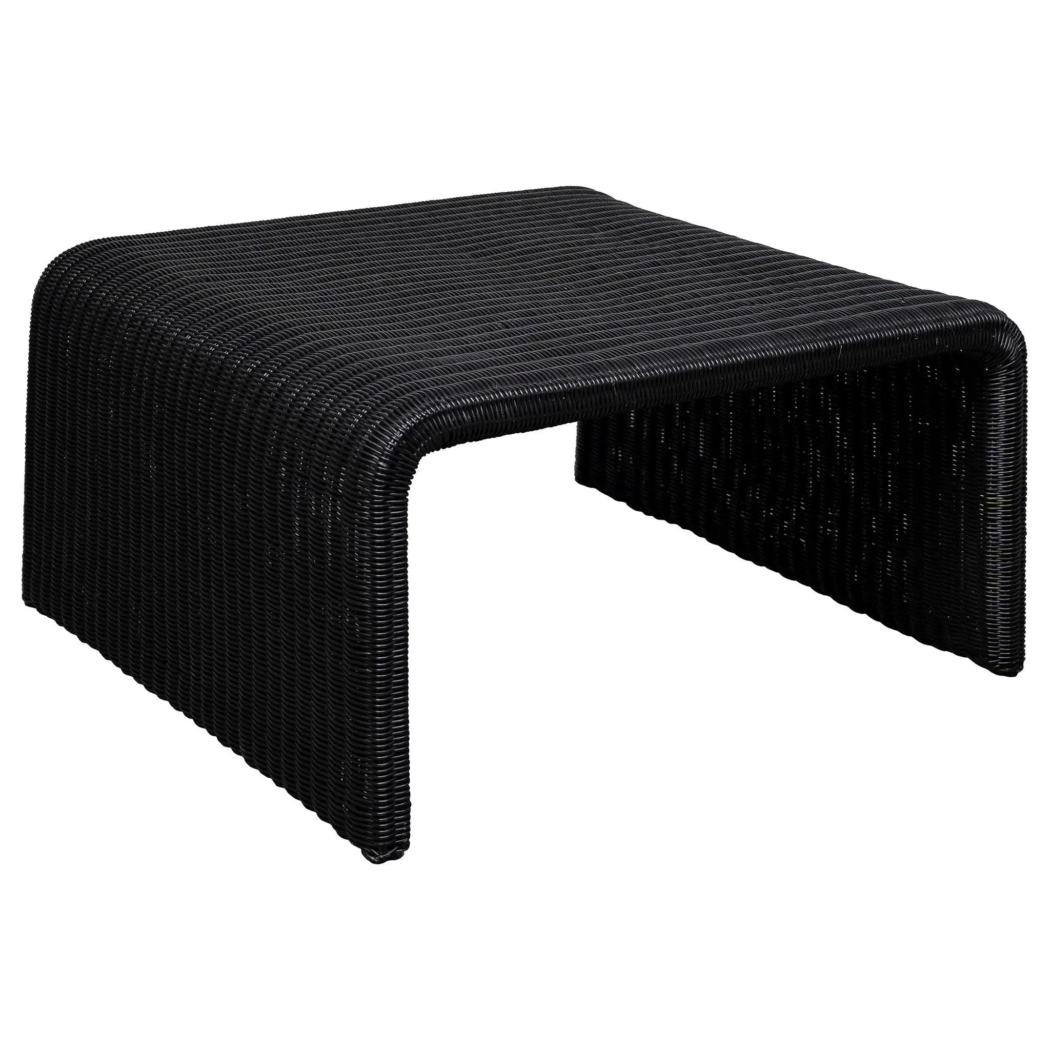 Cahya 2-piece Rattan Coffee and End Table Set Black by Unique Piece Furniture