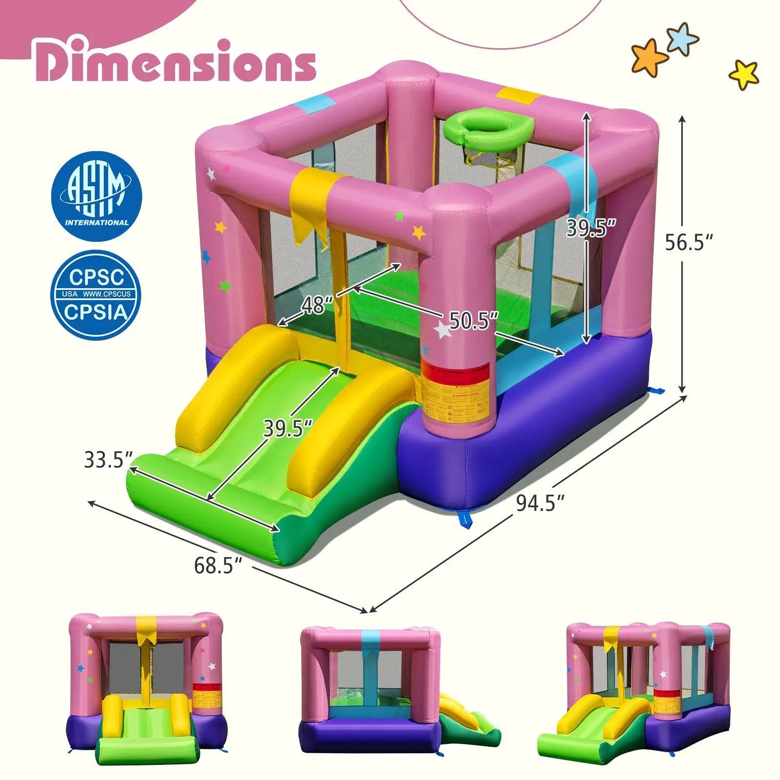 Inflatable Bounce House with 480W Blower and Carrying Bag for Party by DirectDeals
