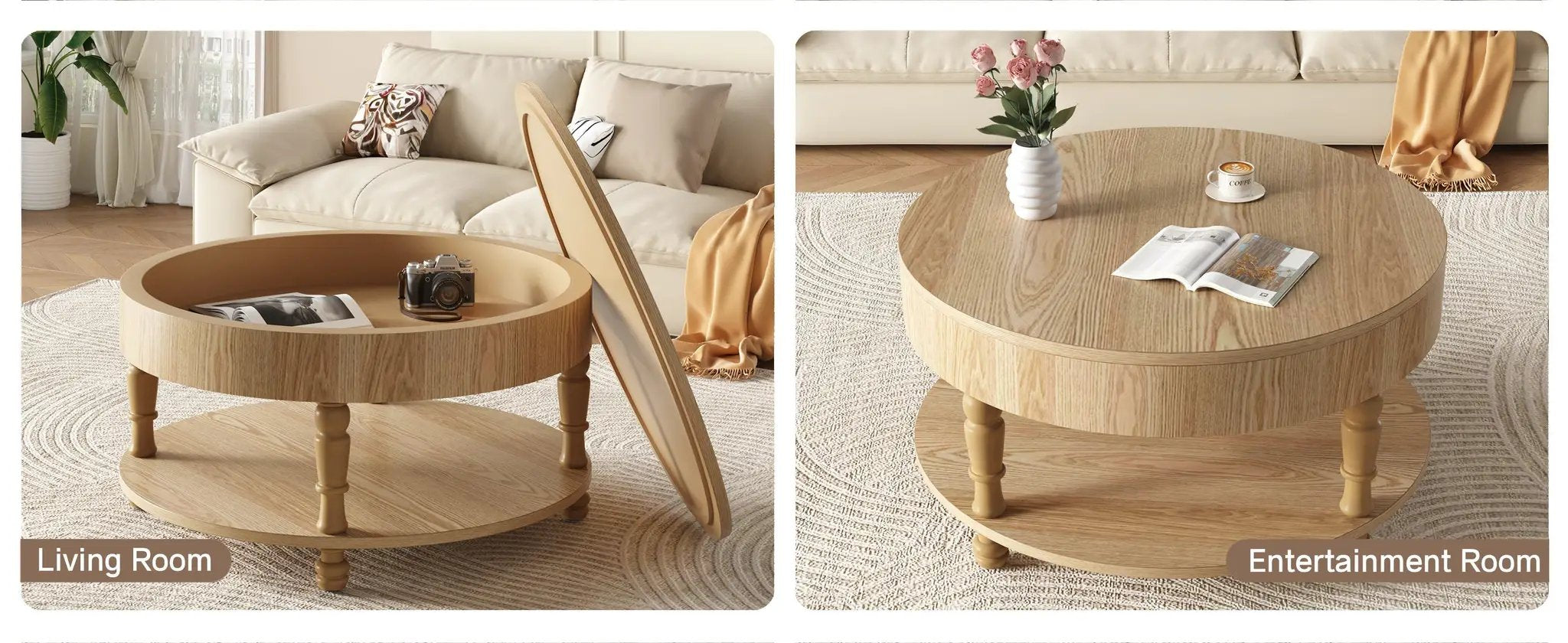 Coffee Table with Dual Storage for Living Room by HouseOfZazla