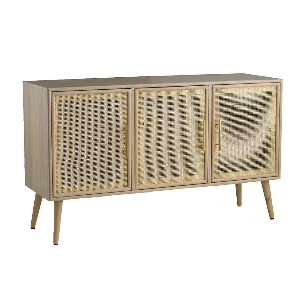 Wooden Accent TV Cabinet With 3 Doors - Brown by HouseOfZazla