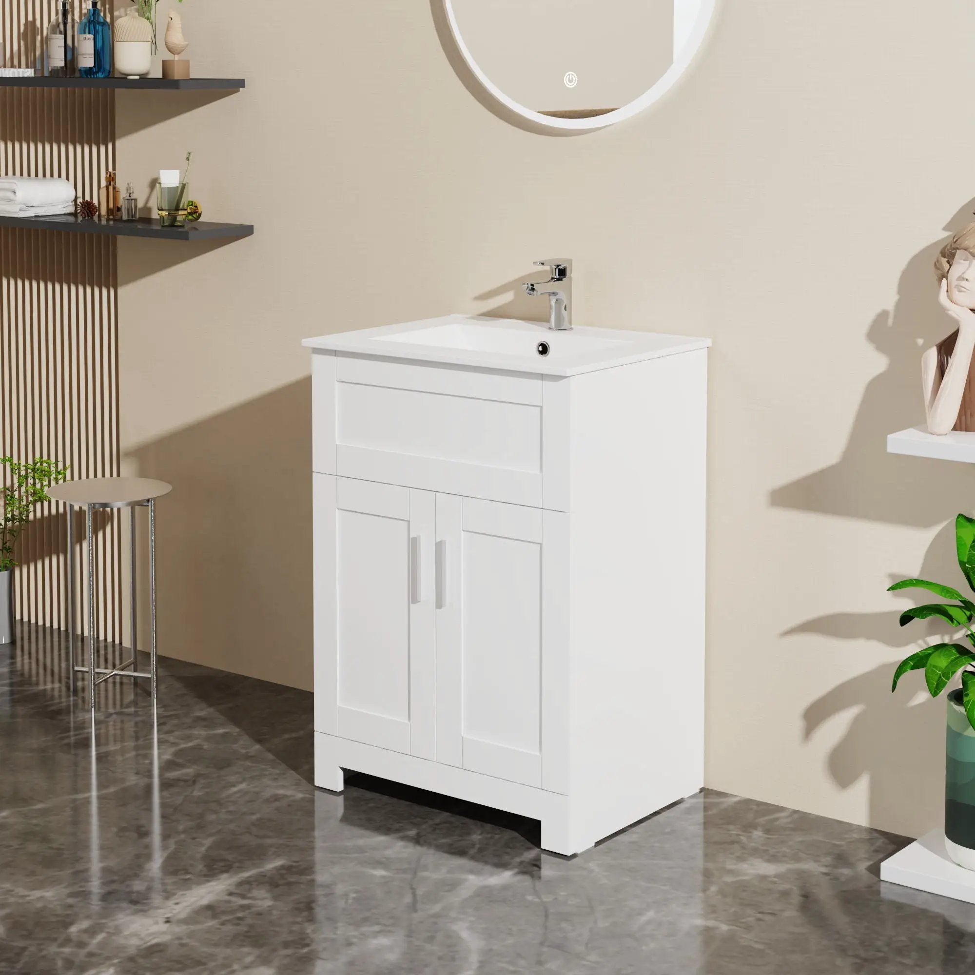 Sink Bathroom Vanity Laundry Cabinet Combo - White by Unique Piece Furniture