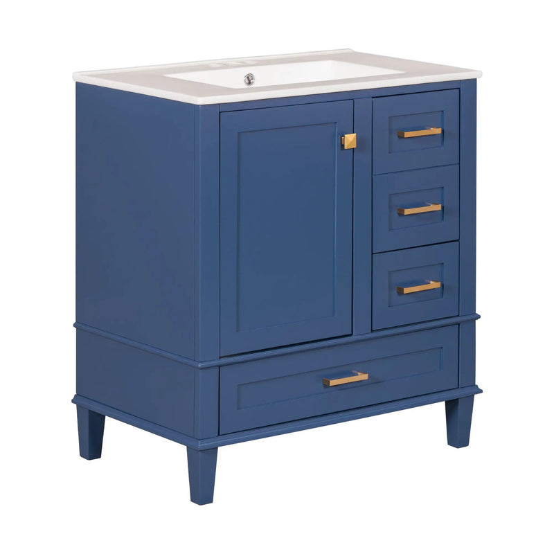 Bathroom Vanity, Modern Bathroom Cabinet With Sink Combo Set, Bathroom Storage Cabinet With A Soft Closing Door And 3 Drawers, Solid Wood Frame by HouseOfZazla
